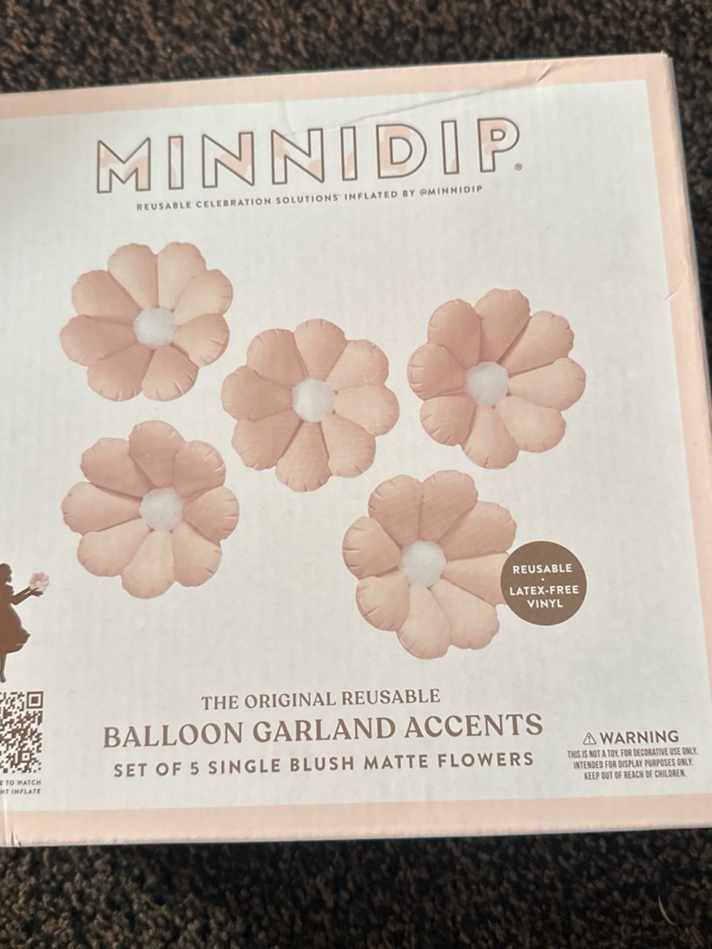 Minnidip Reusable Blush Flower Balloon Garland Accents - Set of 5